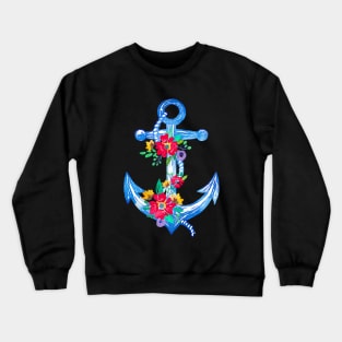 Anchor With Flower Crewneck Sweatshirt